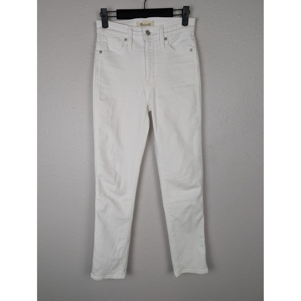 Madewell Stovepipe Jeans Womens 23 White High Rise Straight Leg Denim Stretch